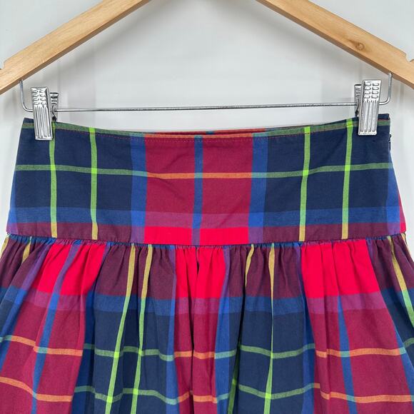 Vintage Hollister Y2k Mini Skirt Plaid Ruffle Micro Mini Logo 90's Skirt, Red - Picture 2 of 8